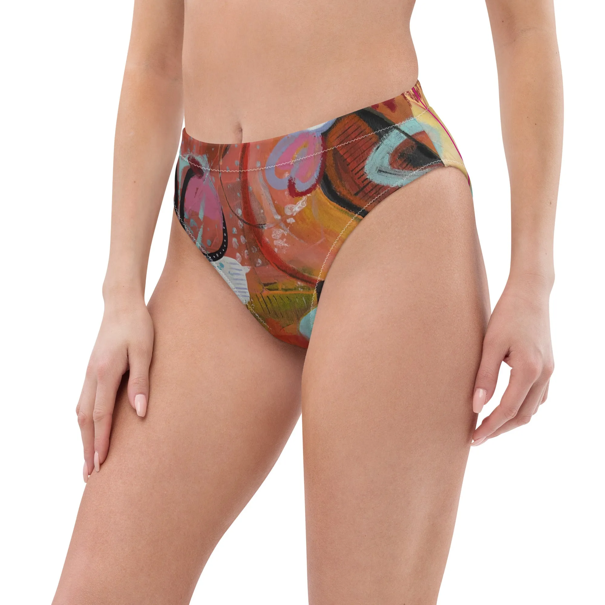 High-waisted bikini bottom "Circle in the Sand"