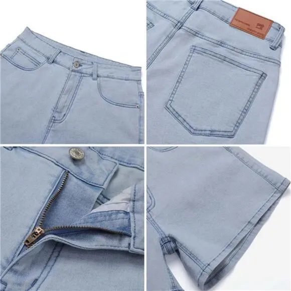 High Waisted Jean Shorts for Women: Denim Ripped Stretchy Casual Summer Cutoffs