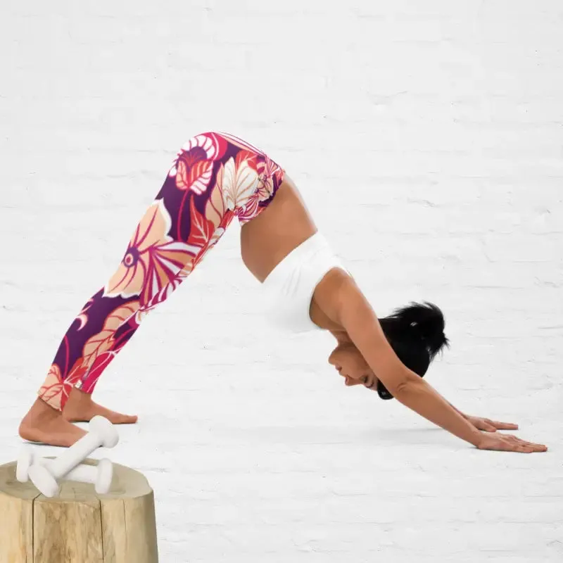 High Waisted Yoga Pants | Stylish Blush Pattern