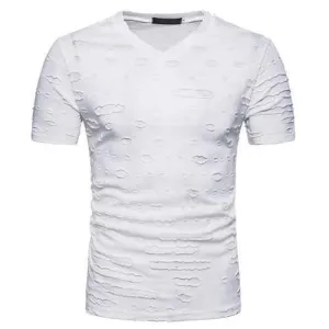 Holes Solid Color Summer Casual T Shirts