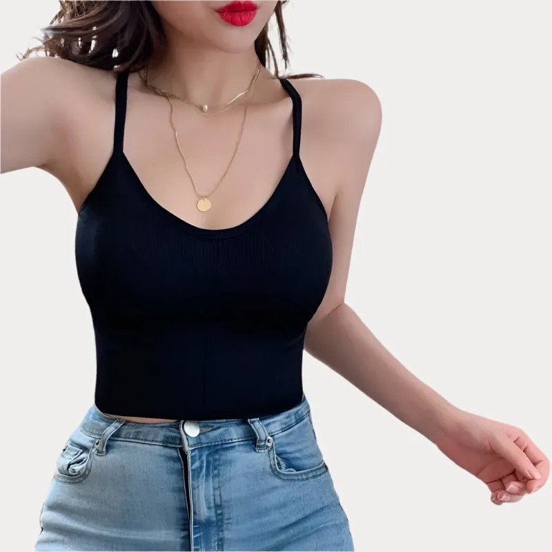 Hollow-out Back Seamless Camisole Tops