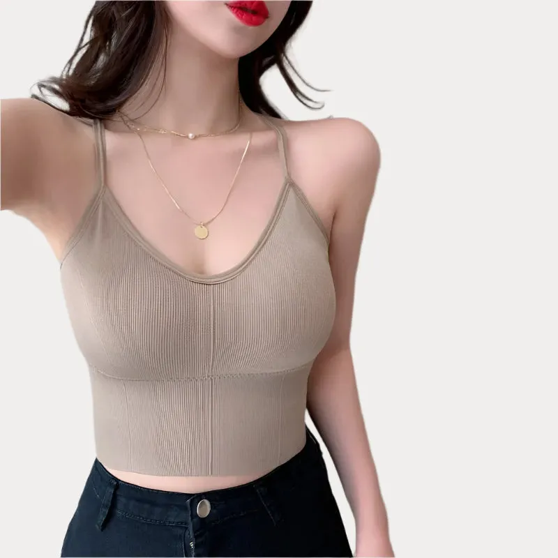 Hollow-out Back Seamless Camisole Tops
