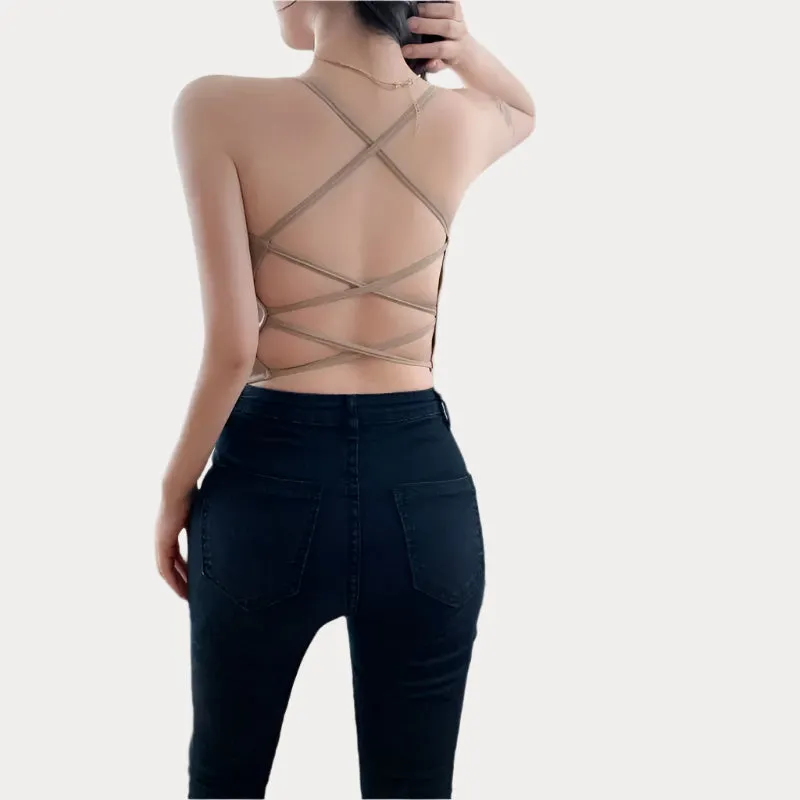 Hollow-out Back Seamless Camisole Tops