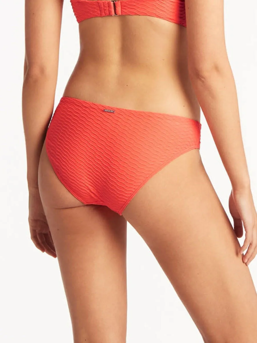 Honeycomb Regular Bikini Bottom In Tangerine