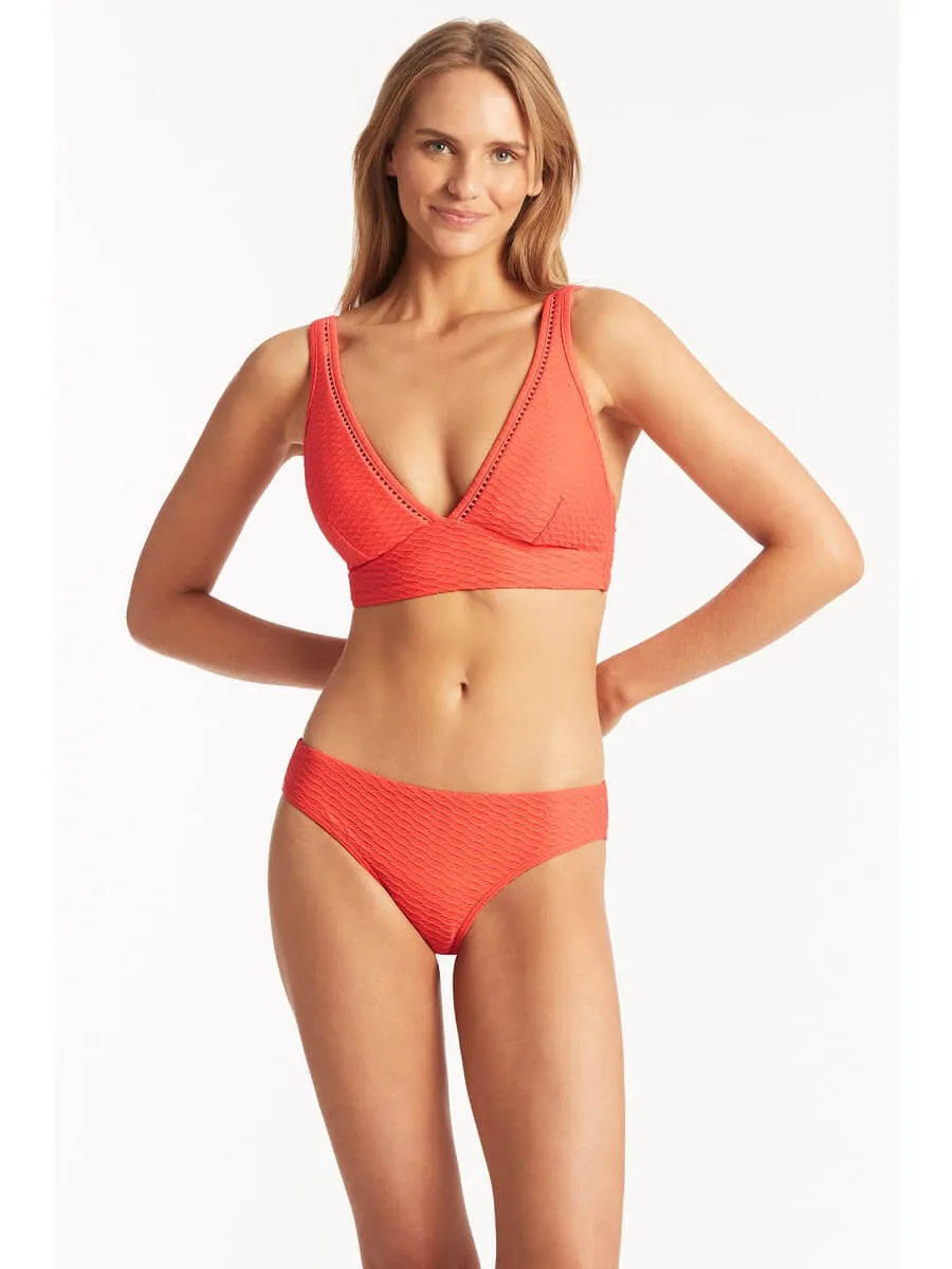 Honeycomb Regular Bikini Bottom In Tangerine