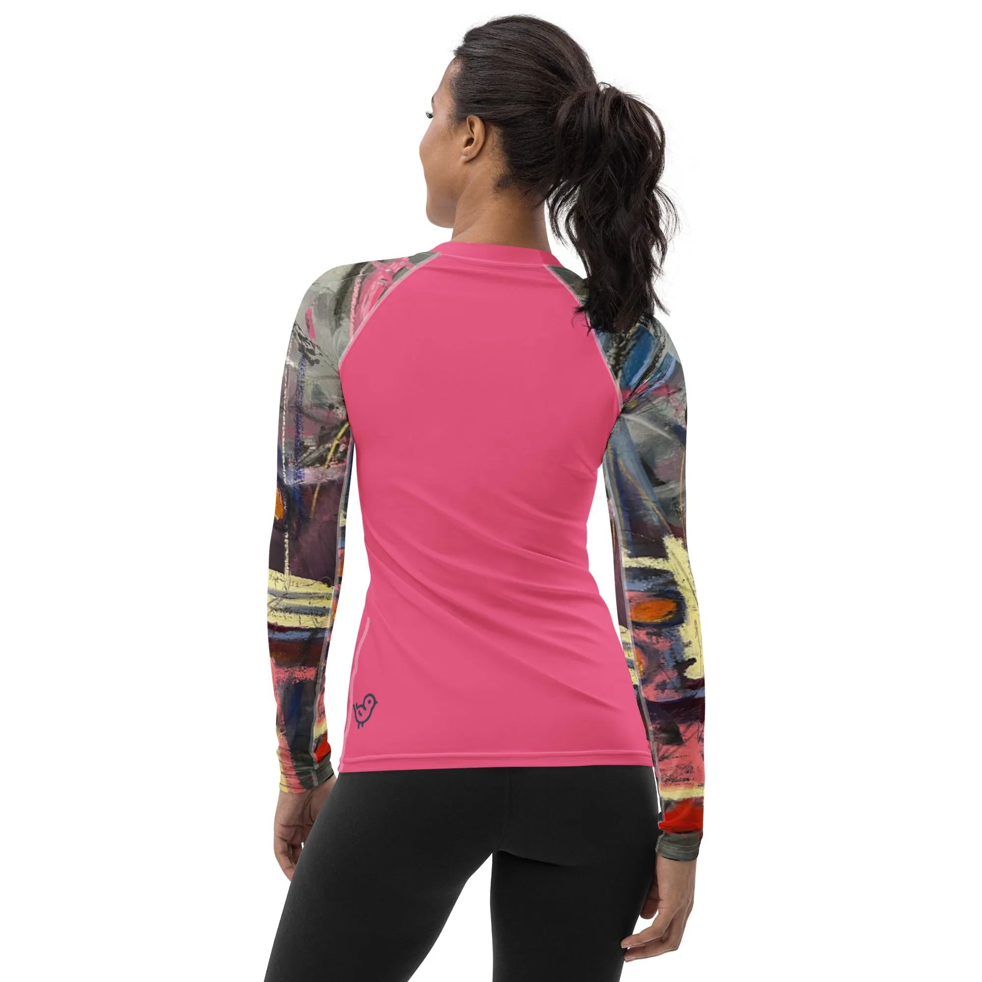 HOT Pink Rash Guard with "Crazy Town" Sleeves