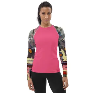 HOT Pink Rash Guard with "Crazy Town" Sleeves