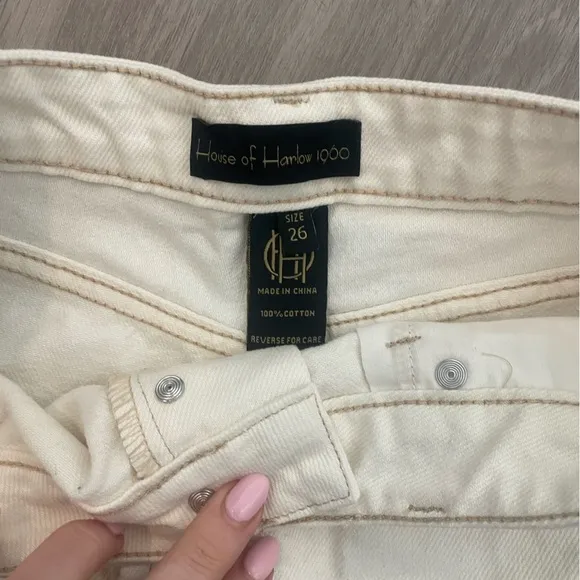 House of Harlow 1960 white high waisted denim cutoff distressed shorts
