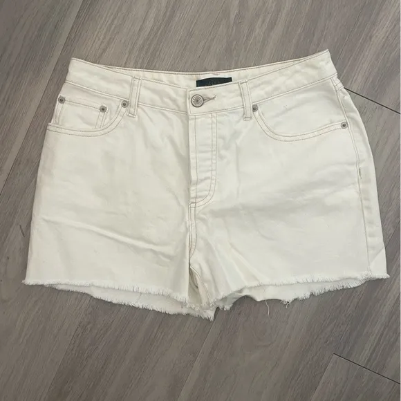 House of Harlow 1960 white high waisted denim cutoff distressed shorts