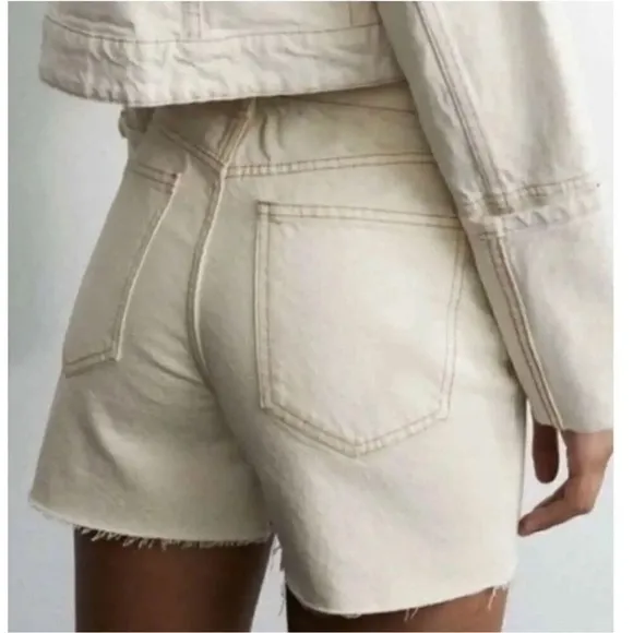 House of Harlow 1960 white high waisted denim cutoff distressed shorts