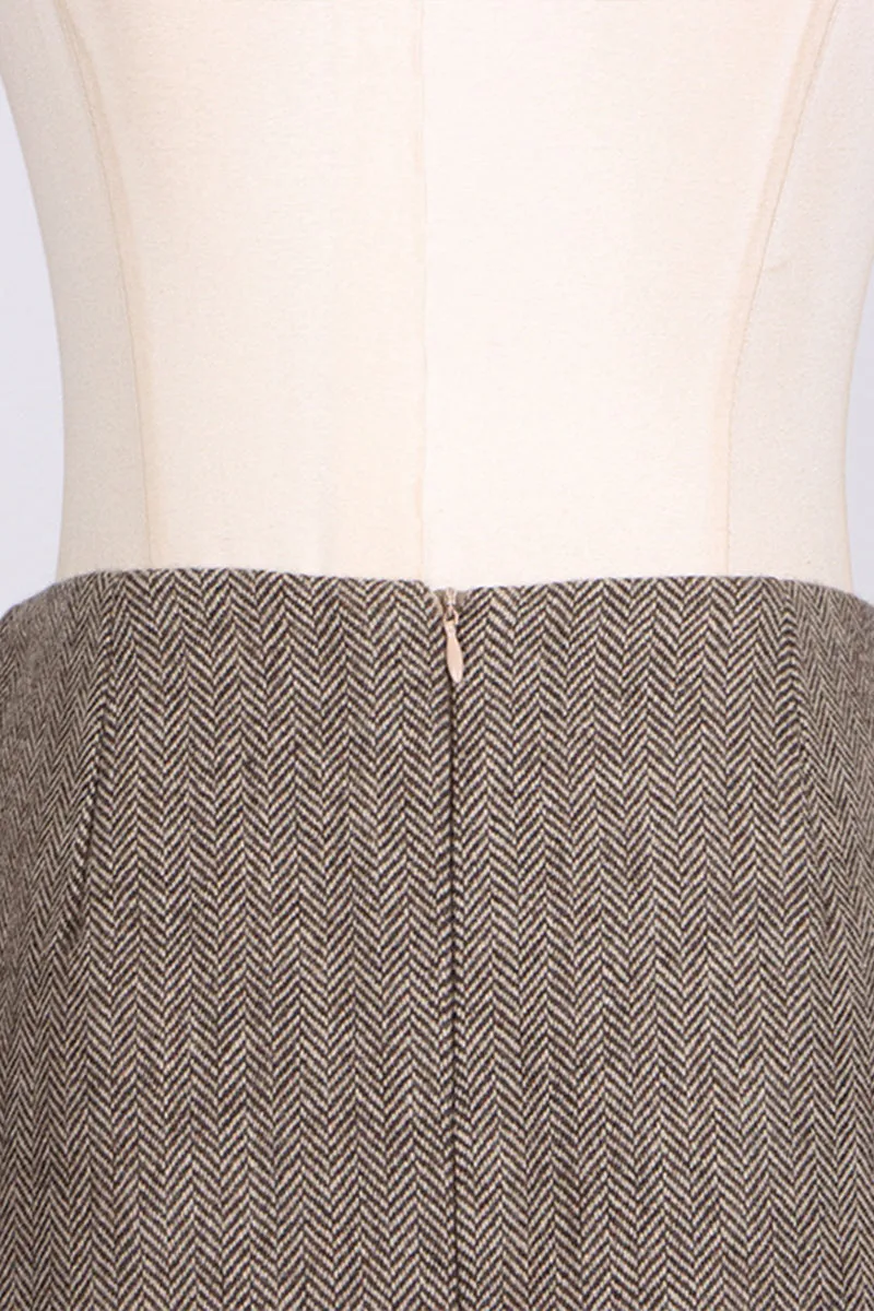 HQS1419 Rose Accent Tweed Skirt