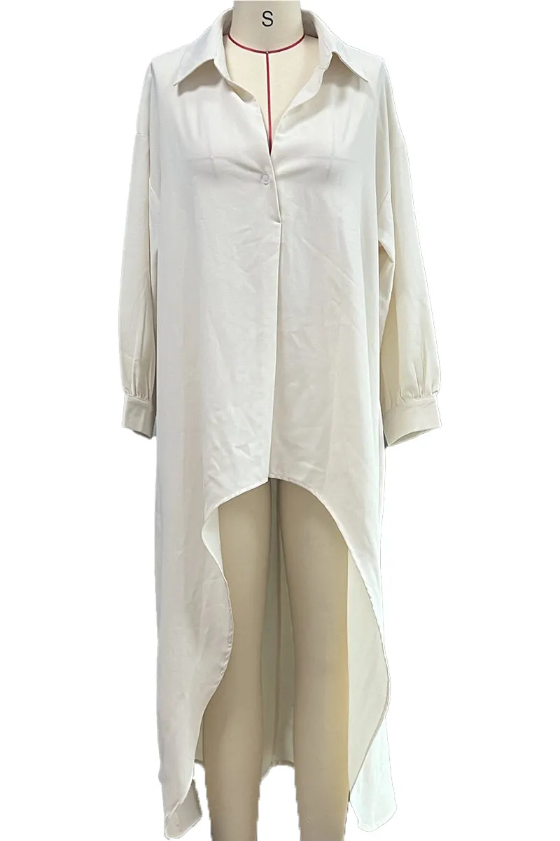 HTR1030 Flowy High-Low Hemline Blouse Tops