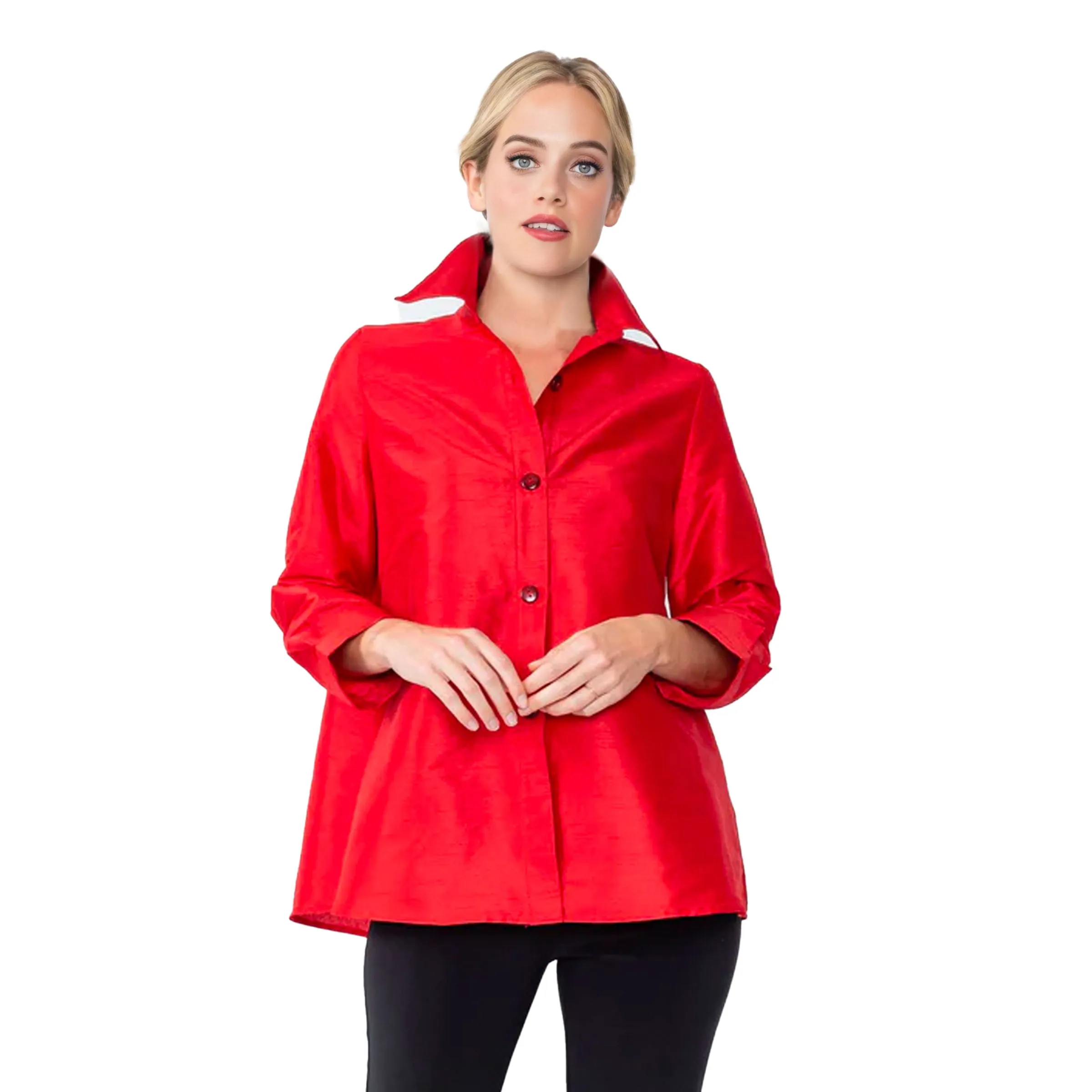 IC Collection Button Front Blouse in Red - 4442J-TRD - Sizes S & XL