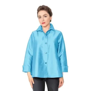 IC Collection Button Front Blouse in Turquoise - 4442J-TQ - Size S & M Only!