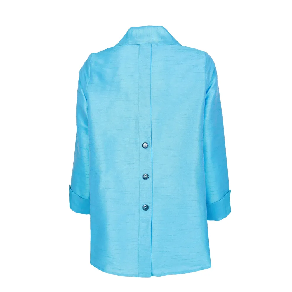 IC Collection Button Front Blouse in Turquoise - 4442J-TQ - Size S & M Only!
