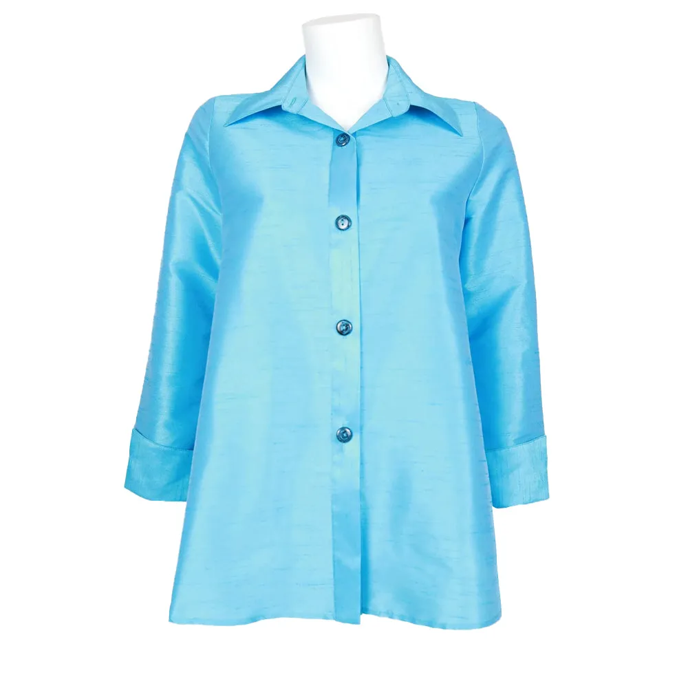 IC Collection Button Front Blouse in Turquoise - 4442J-TQ - Size S & M Only!