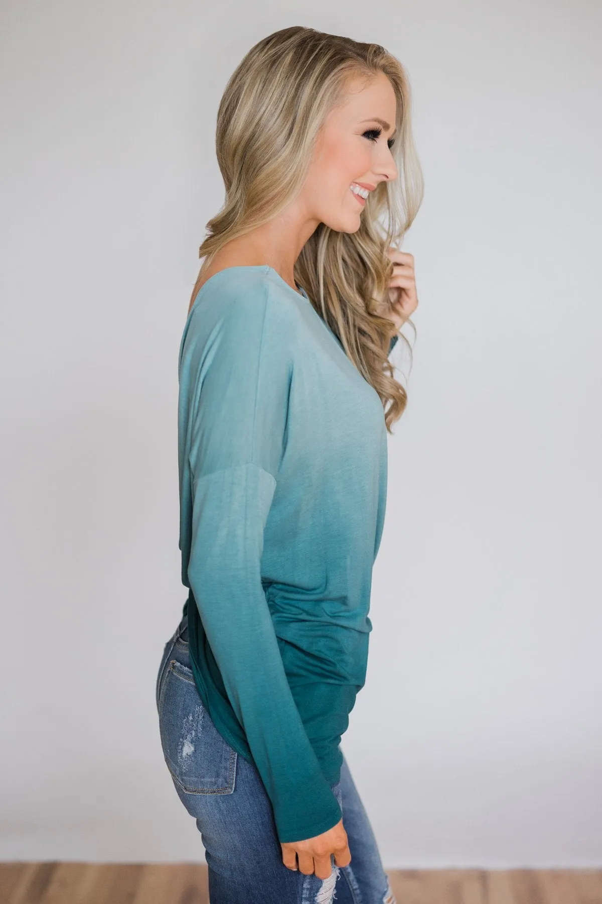 I'm On My Way Open Back Ombré Top- Blue