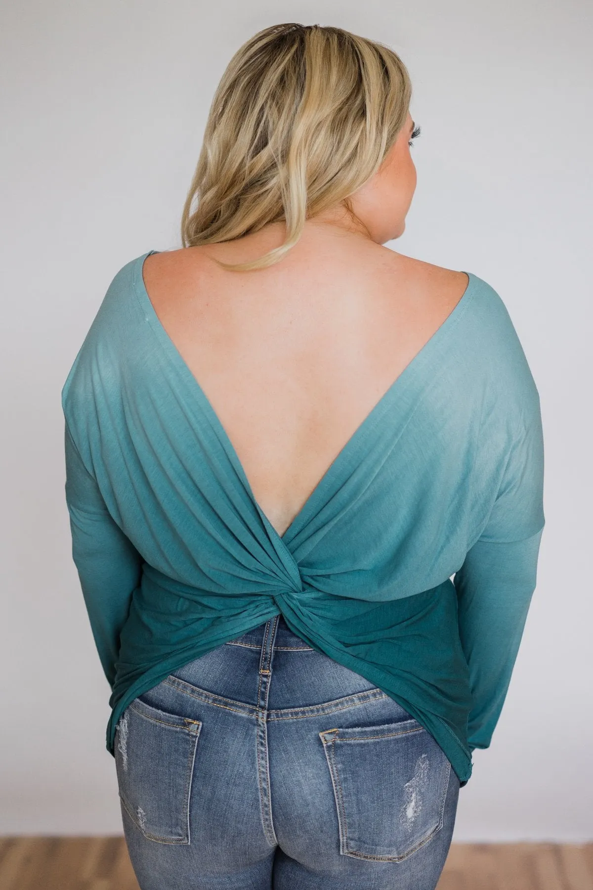 I'm On My Way Open Back Ombré Top- Blue
