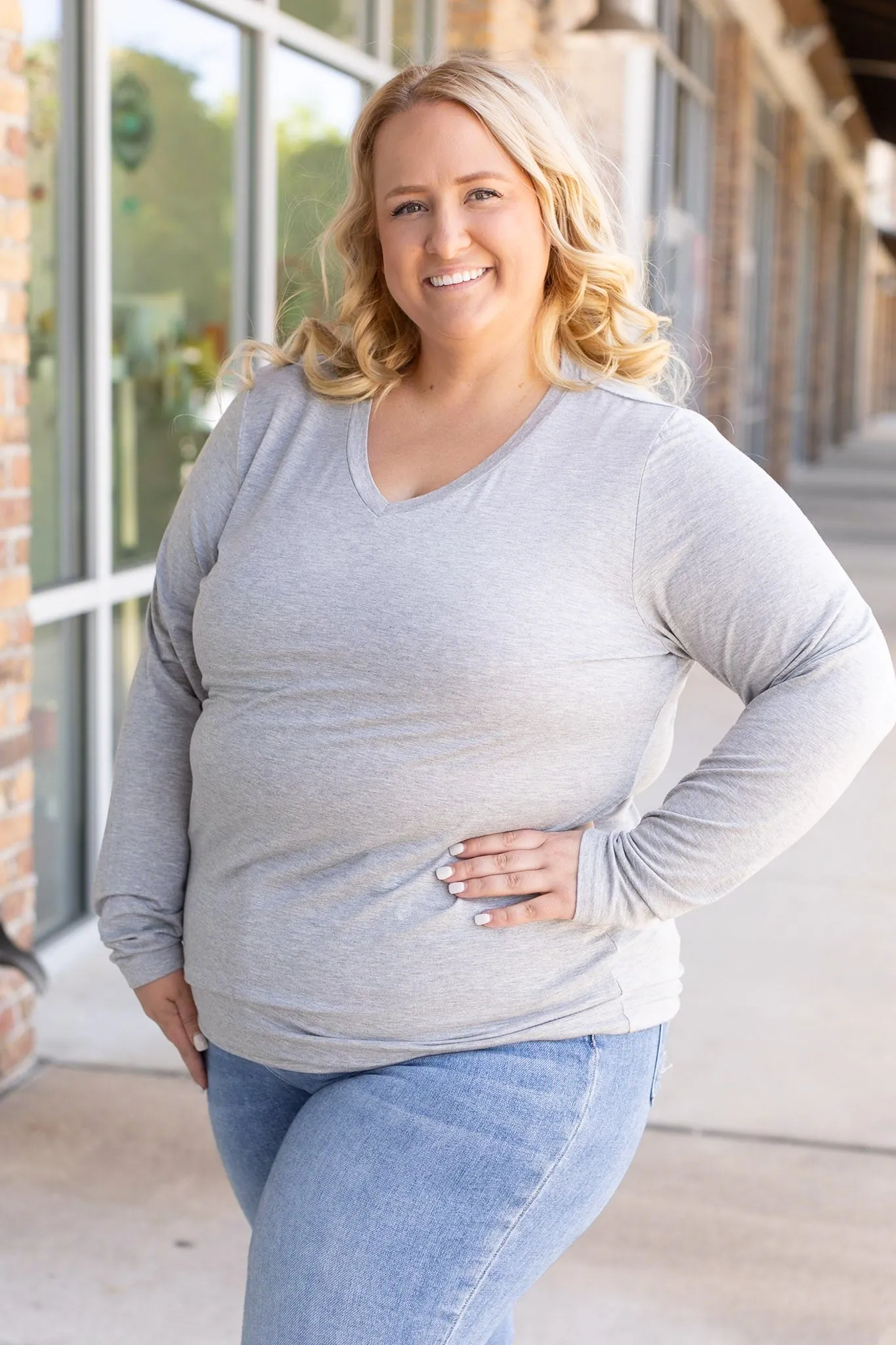 IN STOCK Larissa Long Sleeve - Light Grey FINAL SALE
