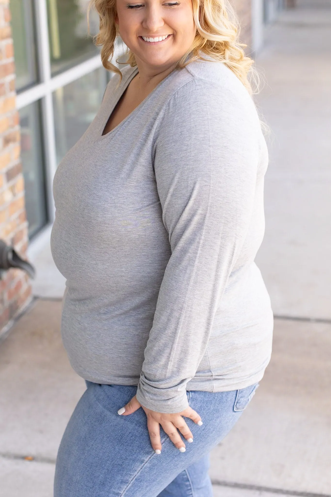 IN STOCK Larissa Long Sleeve - Light Grey FINAL SALE