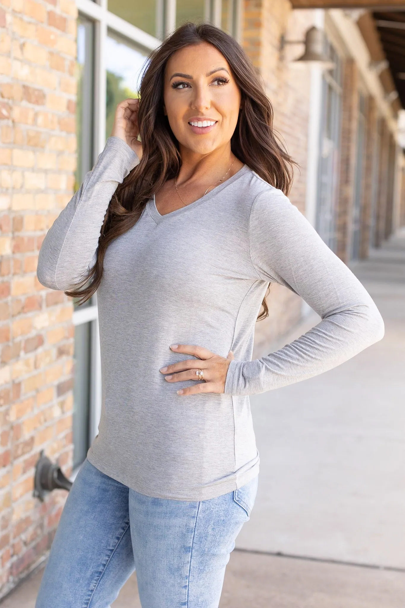 IN STOCK Larissa Long Sleeve - Light Grey FINAL SALE