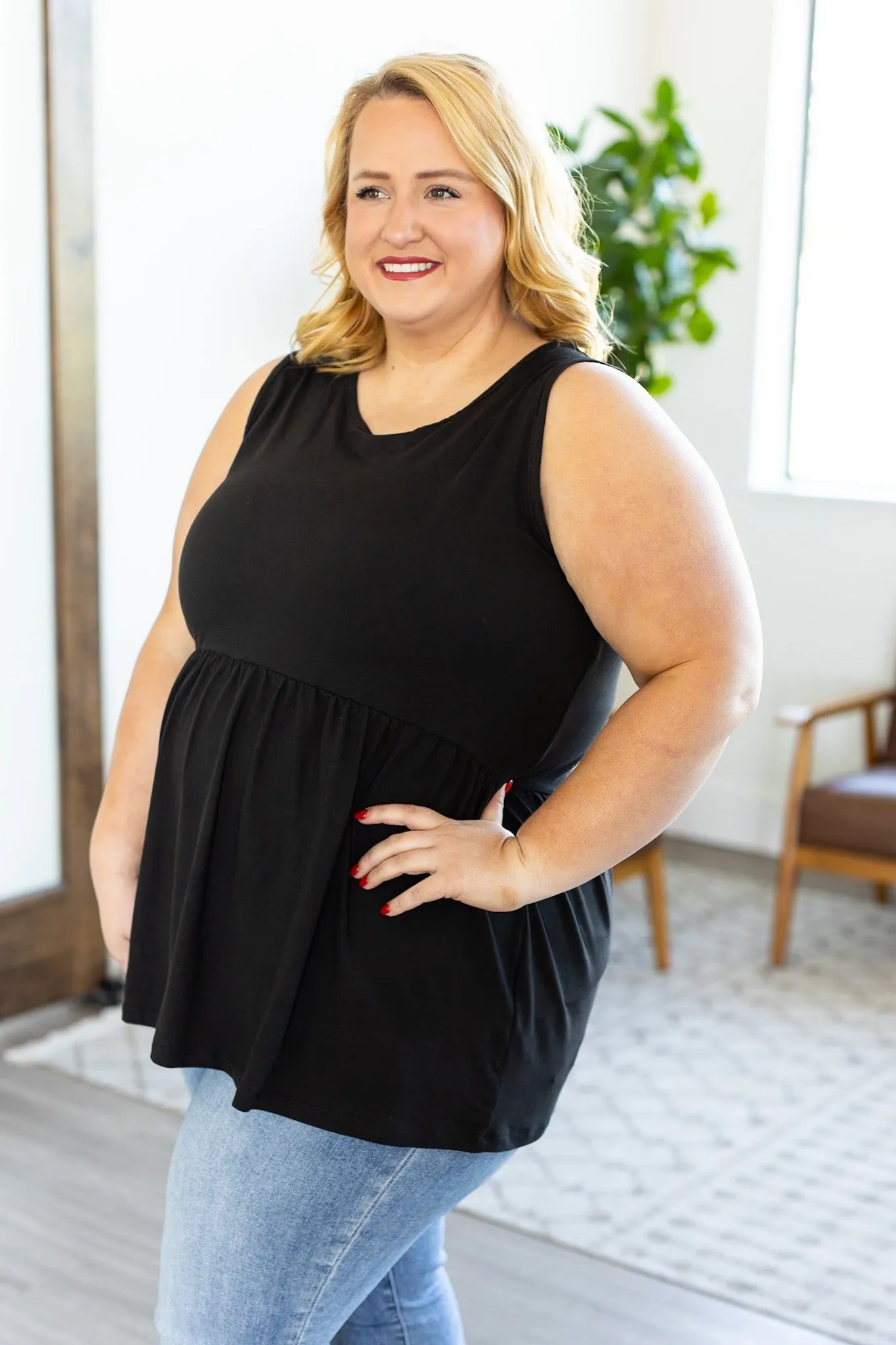 IN STOCK Renee Ruffle Tank - Black
