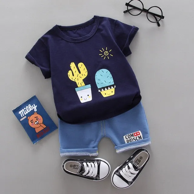 infant & Toddler Boy Cotton Short Sleeves Clothes Tops   Pants