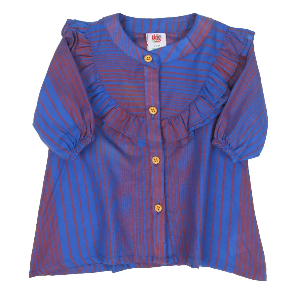 Infant Girls Casual Top Out Lines-Blue | Bachaa Party Baby Clothes Girls Tops & T-Shirts