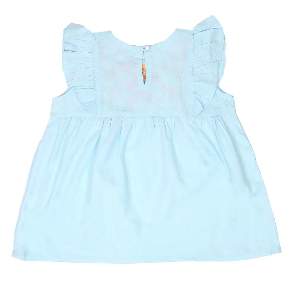 Infant Girls Embroided Top Exotic Bird - Blue | Bachaa Party Baby Clothes Girls Tops & T-Shirts