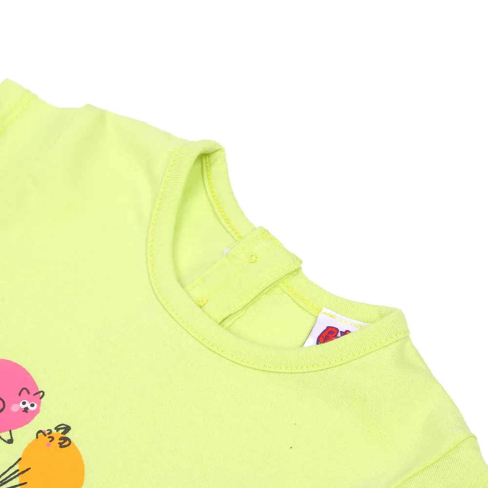 Infant Girls T-Shirt Always Happy-Sunny Lime | Bachaa Party Baby Clothes Girls Tops & T-Shirts
