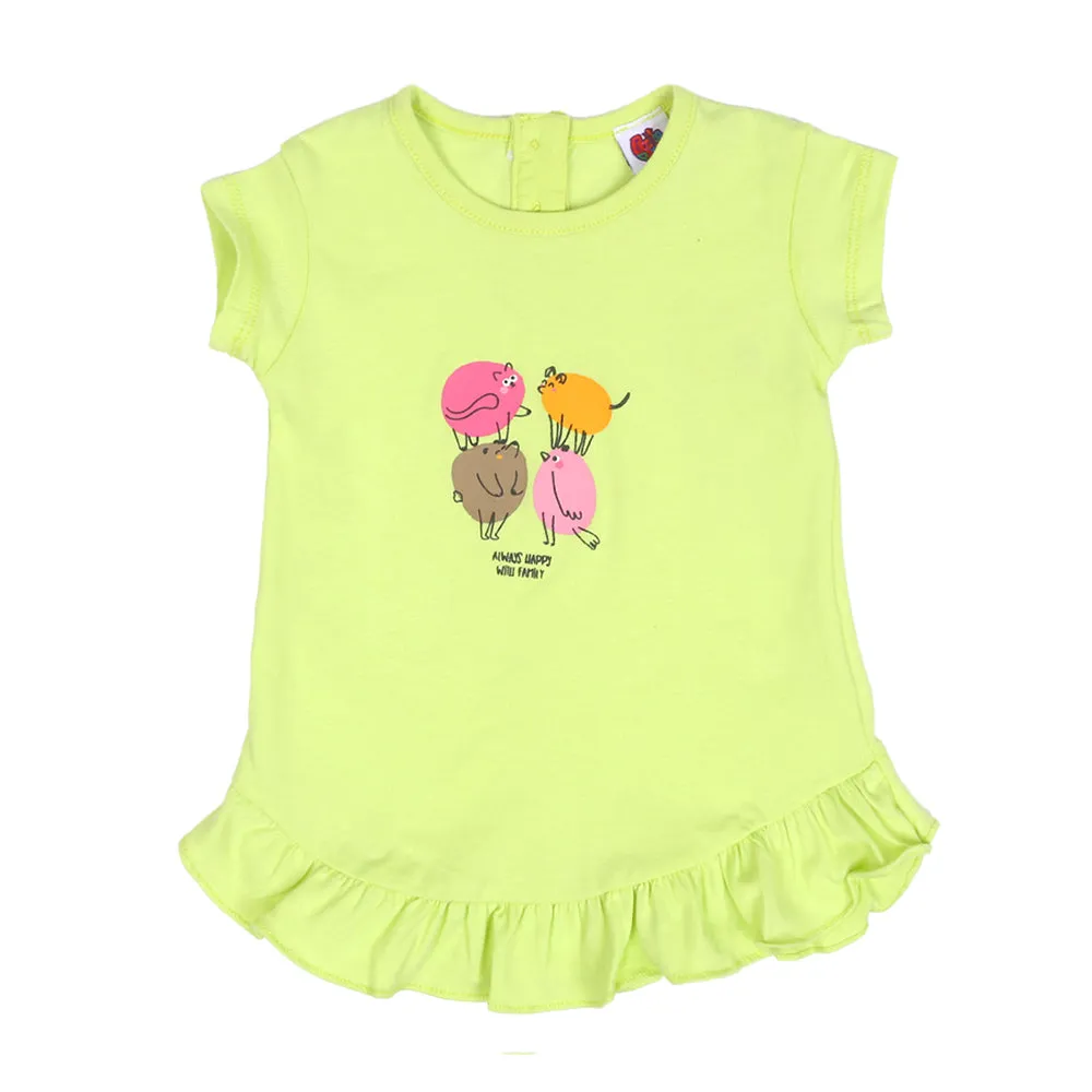 Infant Girls T-Shirt Always Happy-Sunny Lime | Bachaa Party Baby Clothes Girls Tops & T-Shirts