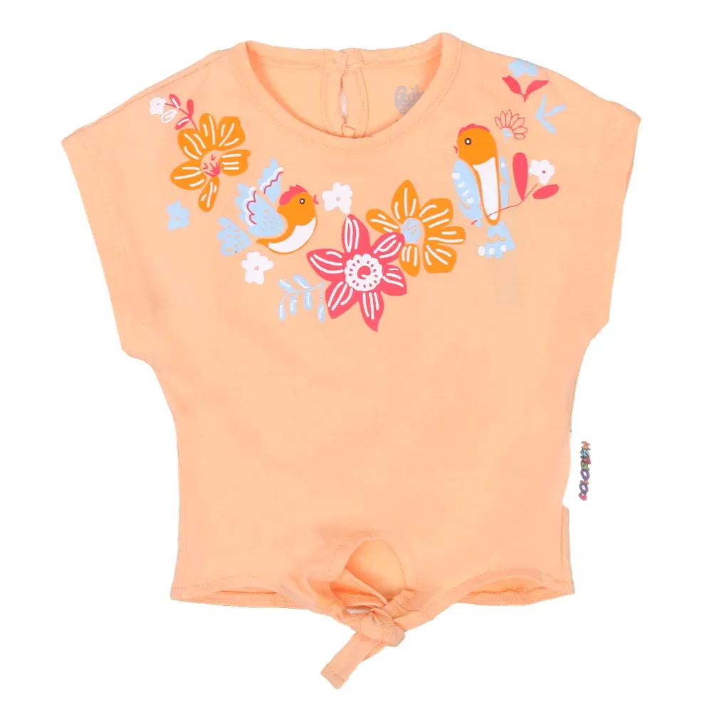 Infant Girls T-Shirt Birds & Flower - Cream Puff | Bachaa Party Baby Clothes Girls Tops & T-Shirts