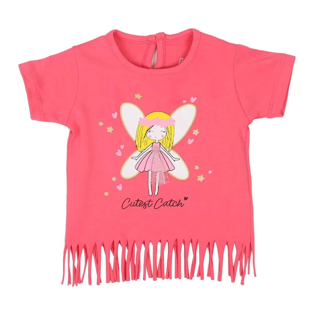 Infant Girls T-Shirt Cutest Catch - Pink Lemon | Bachaa Party Baby Clothes Girls Tops & T-Shirts