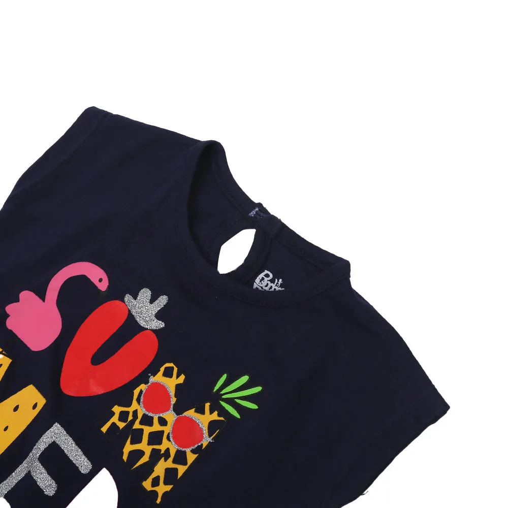 Infant Girls T-Shirt Summer - Navy | Bachaa Party Baby Clothes Girls Tops & T-Shirts