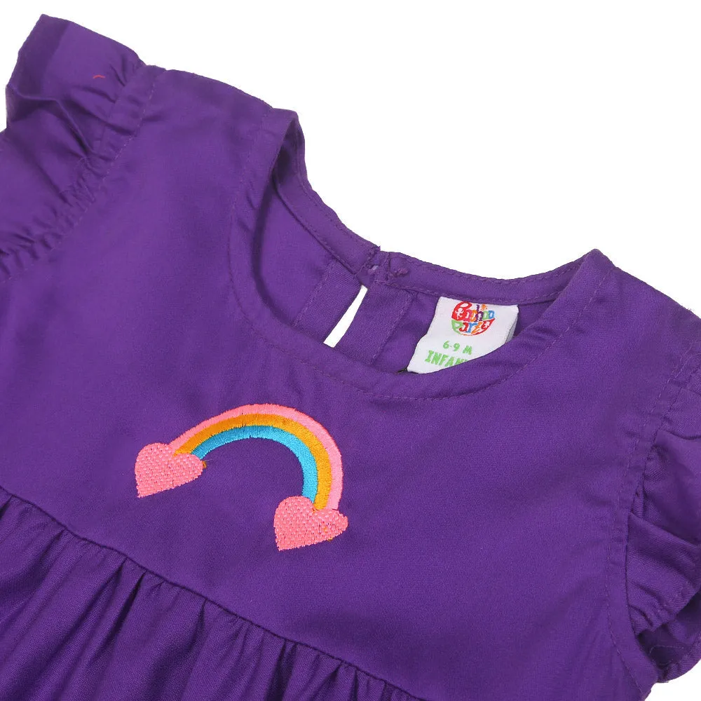 Infants Girls Embroidered Top Rainbow Embroidery - Purple | Bachaa Party Baby Clothes Girls Tops & T-Shirts