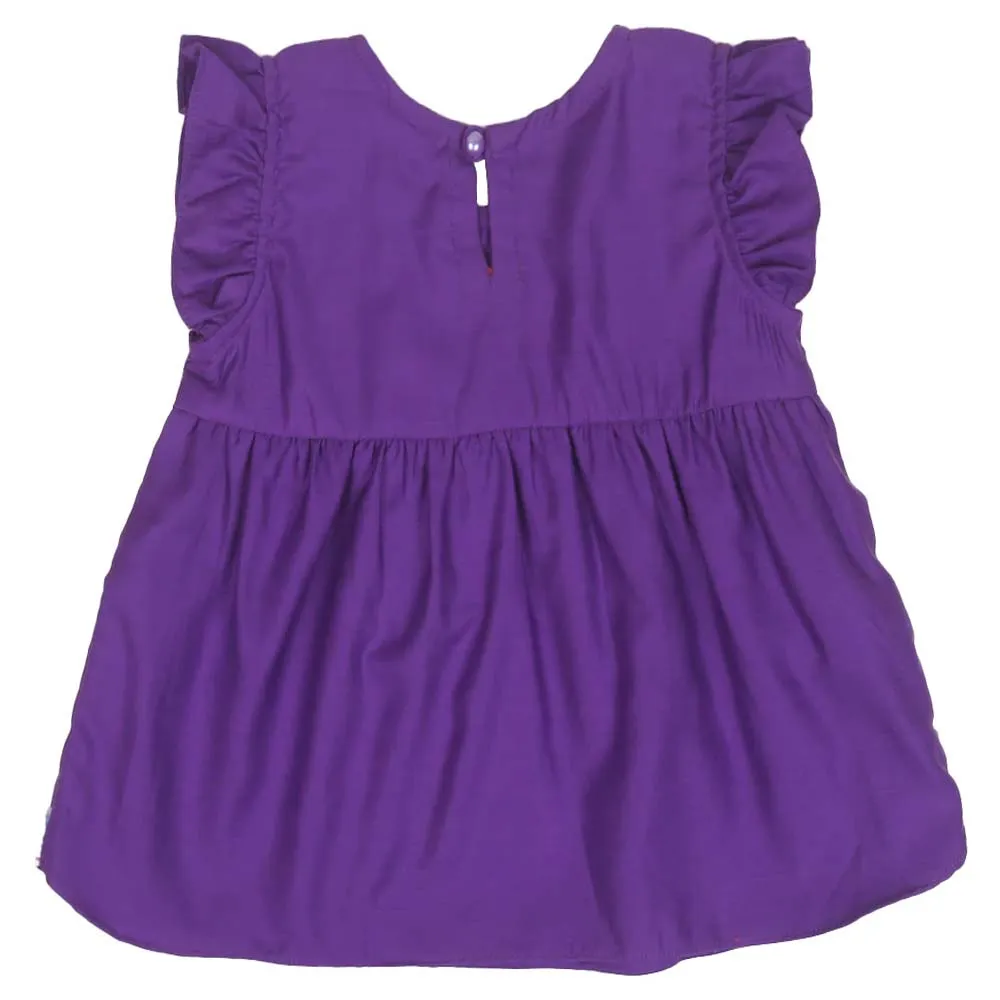 Infants Girls Embroidered Top Rainbow Embroidery - Purple | Bachaa Party Baby Clothes Girls Tops & T-Shirts