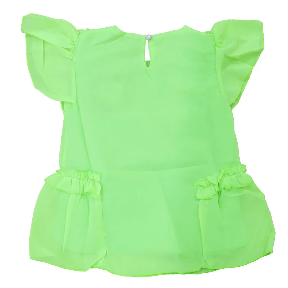 Infants Girls Top Flower - Neon Green | Bachaa Party Baby Clothes Girls Tops & T-Shirts