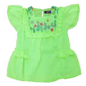 Infants Girls Top Flower - Neon Green | Bachaa Party Baby Clothes Girls Tops & T-Shirts