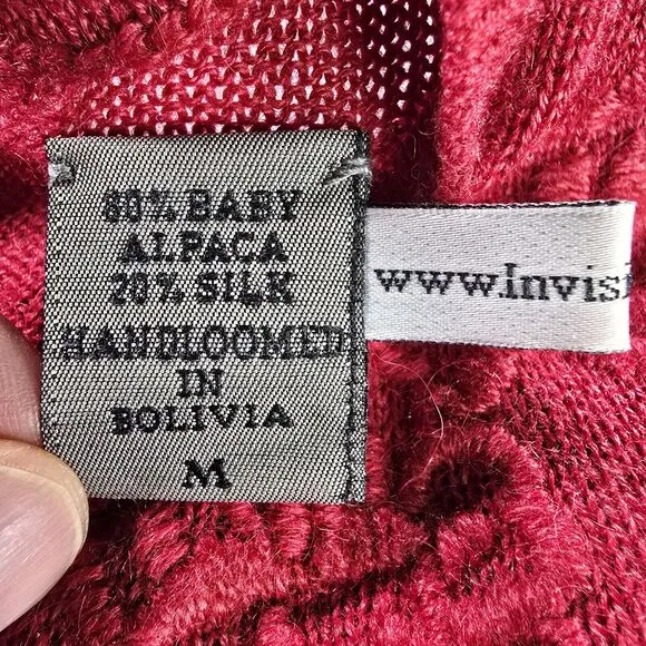 Invisible World Sweater Medium Alpaca Silk Blend Alaska Hearts Valentines Soft
