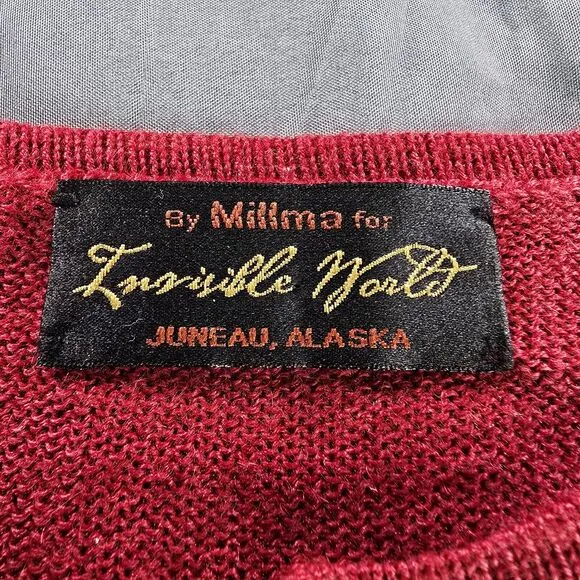 Invisible World Sweater Medium Alpaca Silk Blend Alaska Hearts Valentines Soft