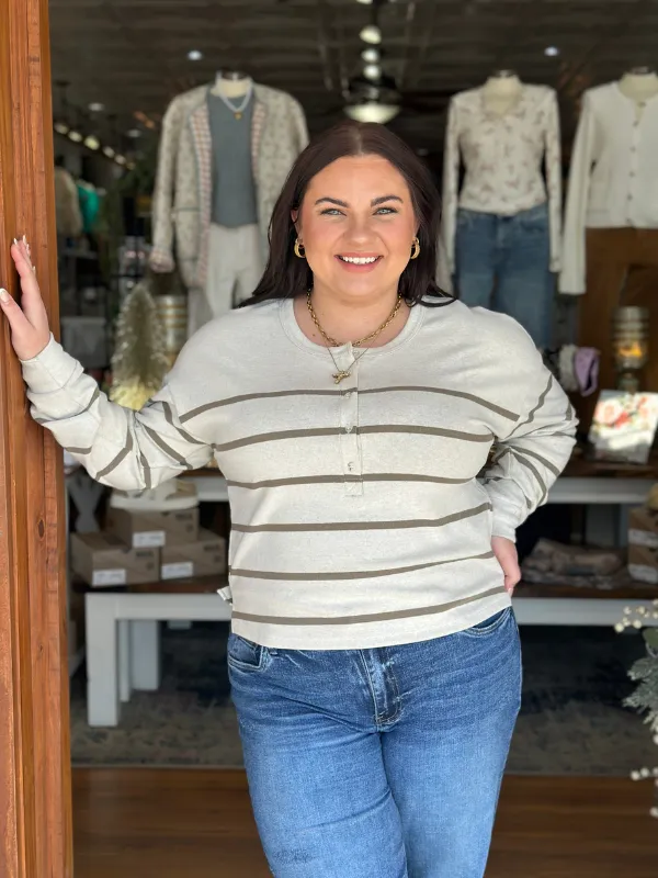 Ivory & Tan Striped Byron Top