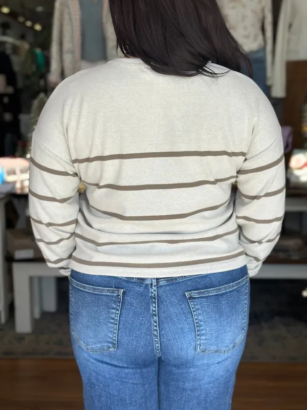 Ivory & Tan Striped Byron Top
