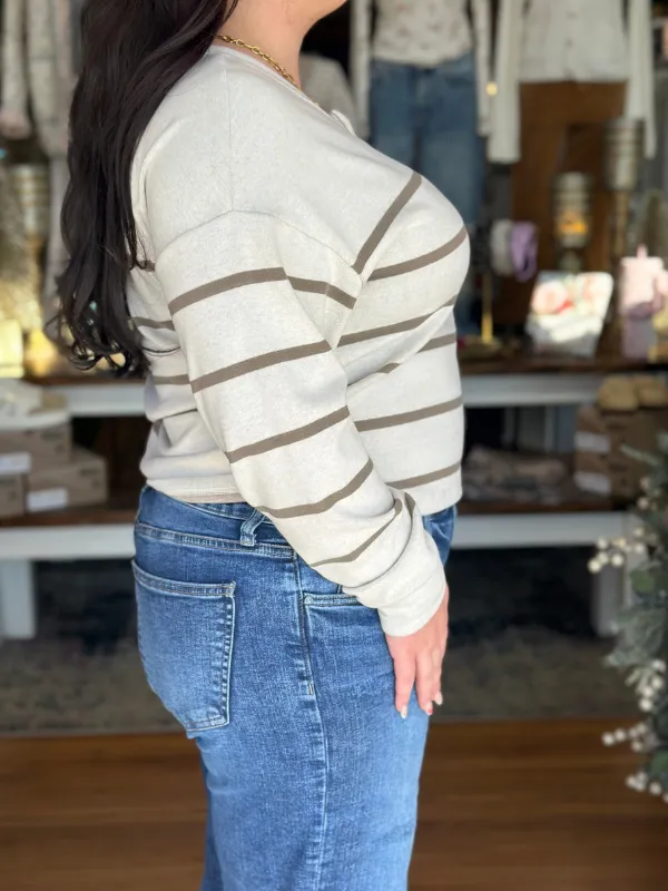 Ivory & Tan Striped Byron Top
