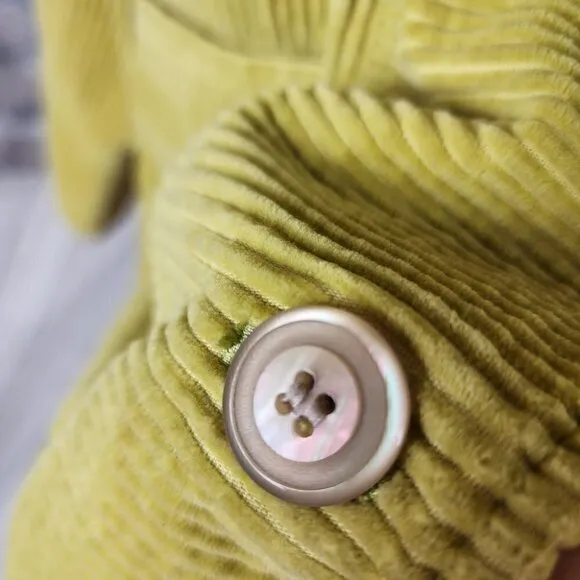 J Jill Wide Cord Button Front Shacket Citron Yellow Size Medium Boho Casual