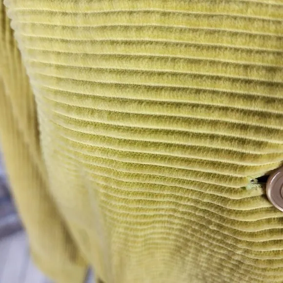 J Jill Wide Cord Button Front Shacket Citron Yellow Size Medium Boho Casual