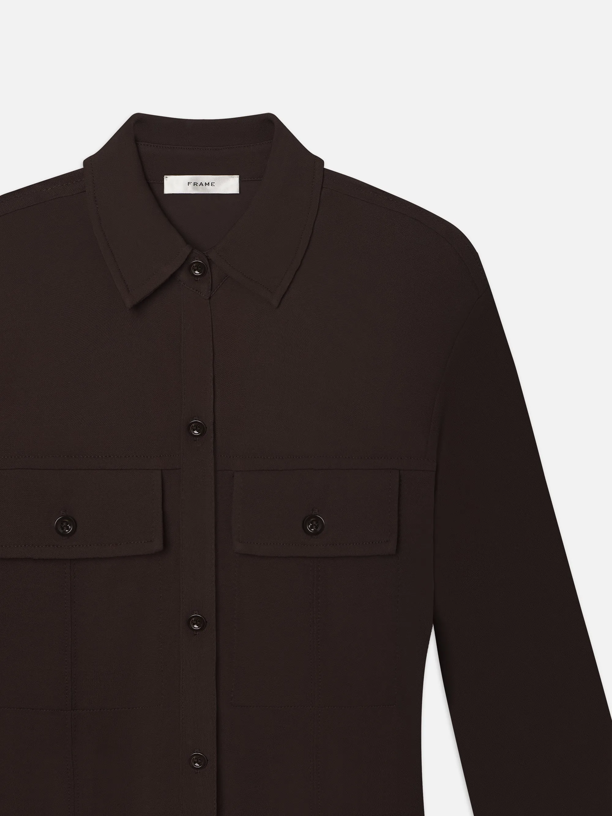 Jersey Button Up Shirt -- Chocolate Brown