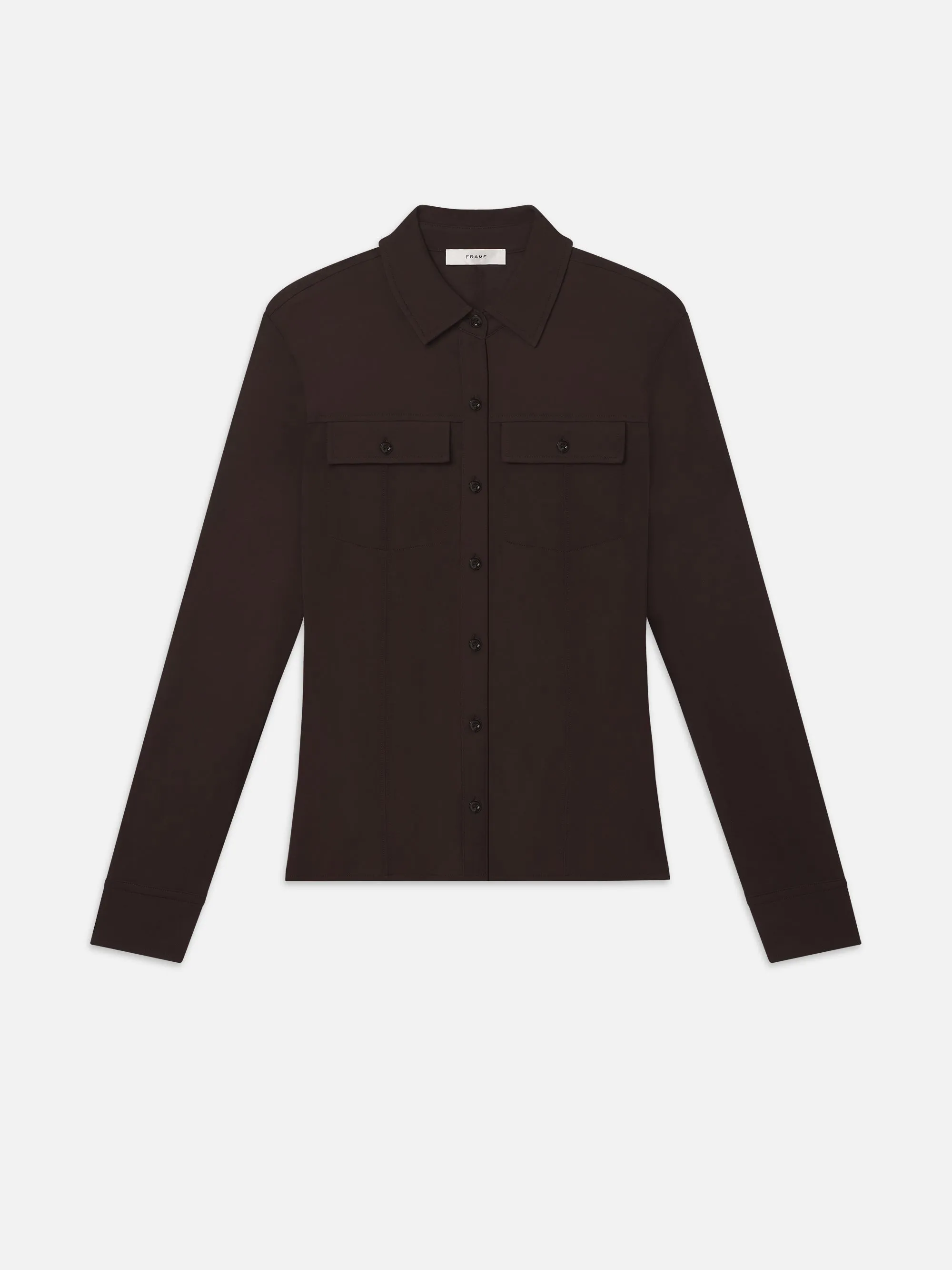 Jersey Button Up Shirt -- Chocolate Brown