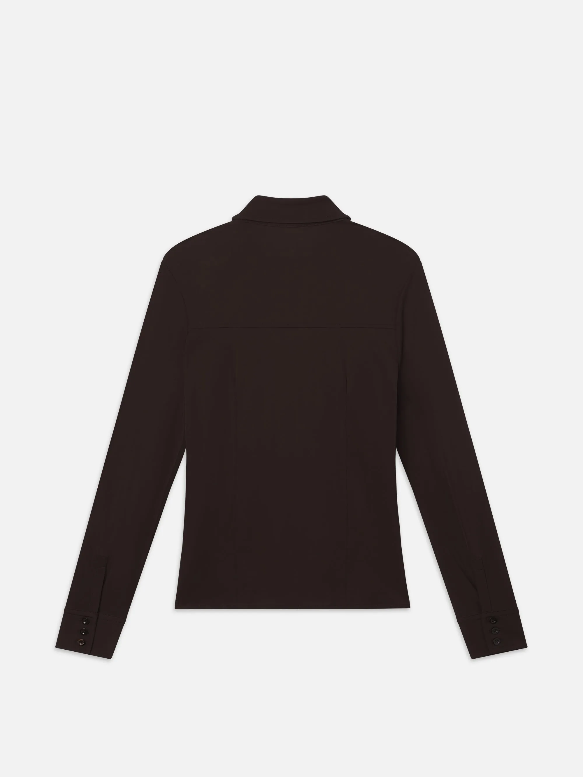 Jersey Button Up Shirt -- Chocolate Brown