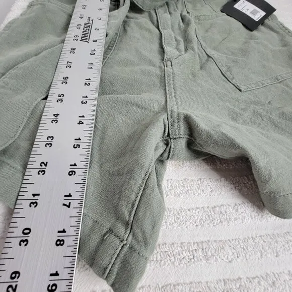 Joe's Womens Size 26 Green Linen Blend Paperbag Shorts Belted Pockets New $148