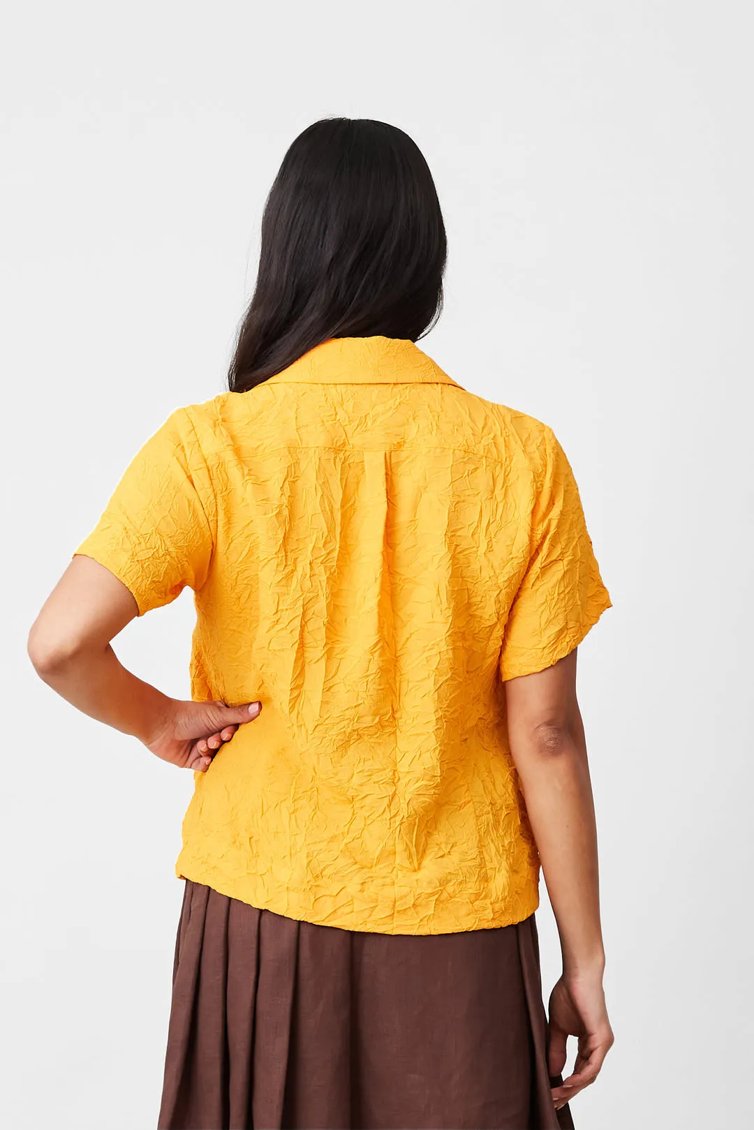 Johanson Shirt in Tangerine Crinkle Viscose